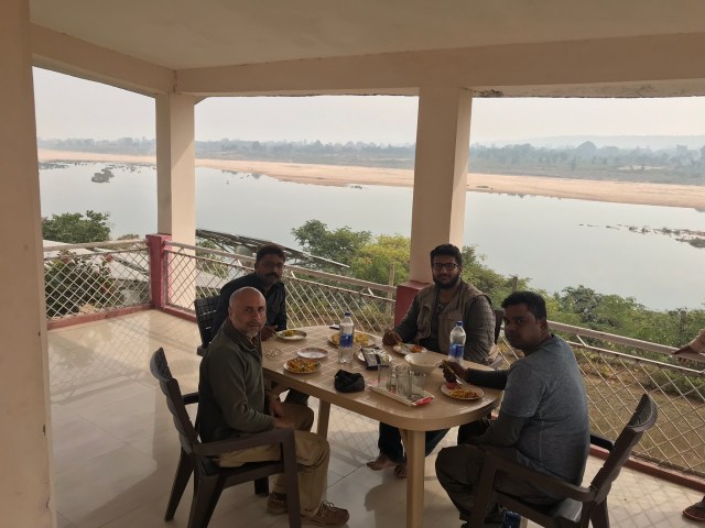 Sudhir having luch at the guest house