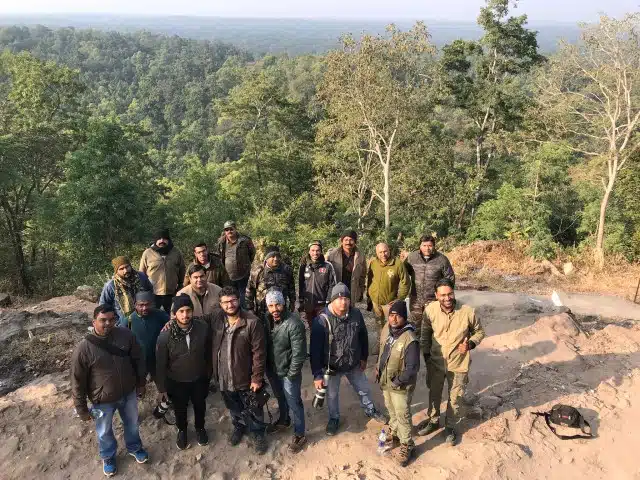 Sudhir Shivaram with workshop participants in Sanjay Dubri National Park